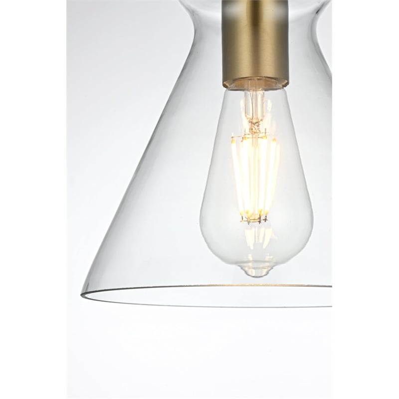 Living District Destry 1-Light Metal Pendant in Brass/Clear Finish