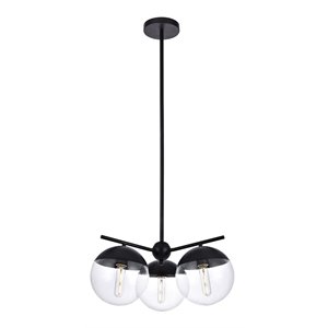 Living District Eclipse 3-Light Glass & Metal Pendant in Black/Clear