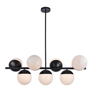 Living District Eclipse 7-Light Metal & Glass Pendant in Black/Frosted White