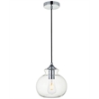 Living District Destry 1-Light Metal Pendant in Chrome and Clear Finish