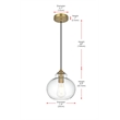 Living District Destry 1-Light Metal Pendant in Chrome and Clear Finish