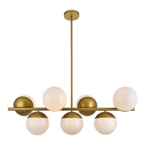 Living District Eclipse 7-Light Metal & Glass Pendant in Brass/Frosted White