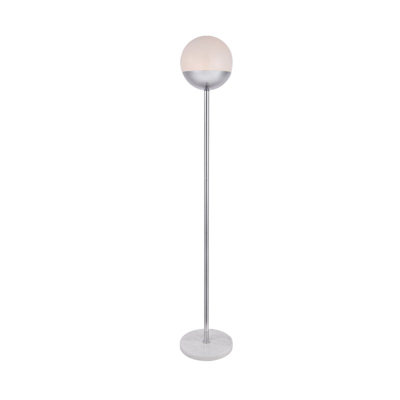 Living District Eclipse 1-Light Metal & Glass Floor Lamp in Chrome/Frosted White