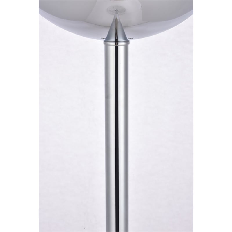 Living District Eclipse 1-Light Metal & Glass Floor Lamp in Chrome/Frosted White
