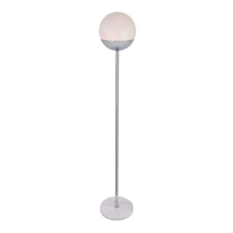 Living District Eclipse 1-Light Metal & Glass Floor Lamp in Chrome/Frosted White