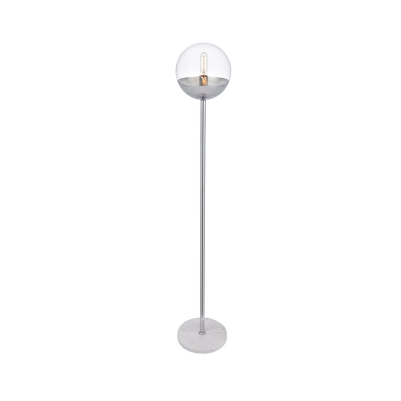 Living District Eclipse 1-Light Metal & Glass Floor Lamp in Chrome/Clear