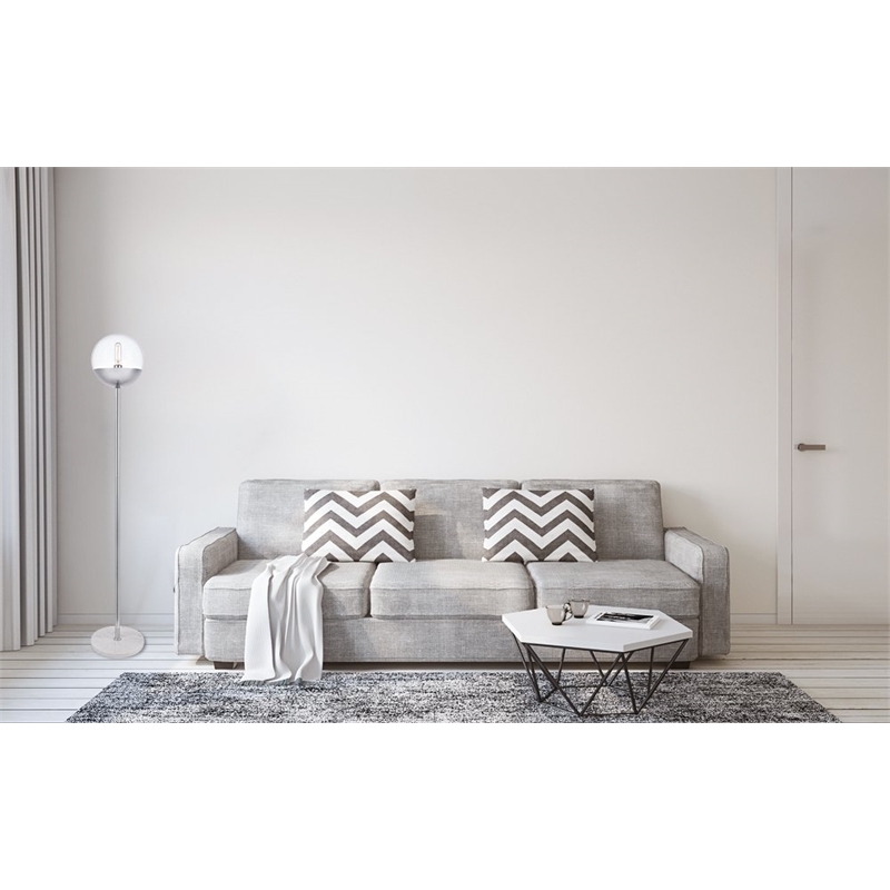 Living District Eclipse 1-Light Metal & Glass Floor Lamp in Chrome/Clear