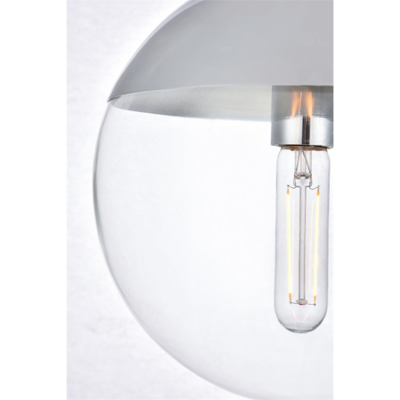 Living District Eclipse 1-Light Metal & Glass Floor Lamp in Chrome/Clear