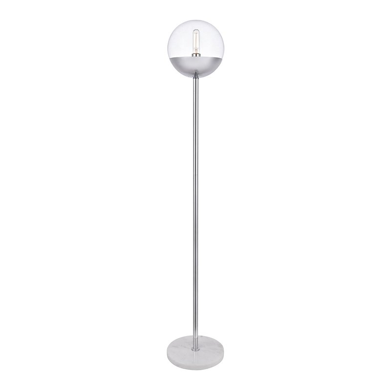 Living District Eclipse 1-Light Metal & Glass Floor Lamp in Chrome/Clear