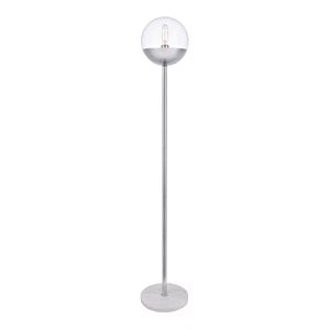 Living District Eclipse 1-Light Metal & Glass Floor Lamp in Chrome/Clear