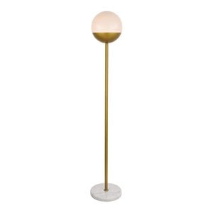 Living District Eclipse 1-Light Metal & Glass Floor Lamp in Brass/Frosted White