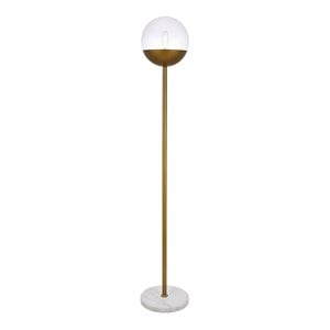 Living District Eclipse 1-Light Metal & Glass Floor Lamp in Brass/Clear