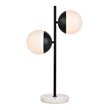Living District Eclipse 2-Light Metal & Glass Table Lamp in Black/Frosted White