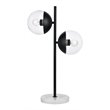Living District Eclipse 2-Light Metal & Glass Table Lamp in Black/Clear