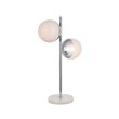 Living District Eclipse 2-Light Metal & Glass Table Lamp in Chrome/Frosted White