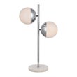 Living District Eclipse 2-Light Metal & Glass Table Lamp in Chrome/Frosted White