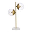 Living District Eclipse 2-Light Metal & Glass Table Lamp in Brass/Clear