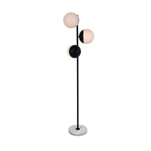 Living District Eclipse 3-Light Metal Floor Lamp in Black and Frosted White
