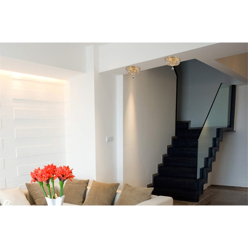 Living District Wiley 4-Light Transitional Metal Flush Mount in Gold