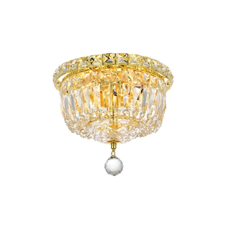 Living District Wiley 4-Light Transitional Metal Flush Mount in Gold