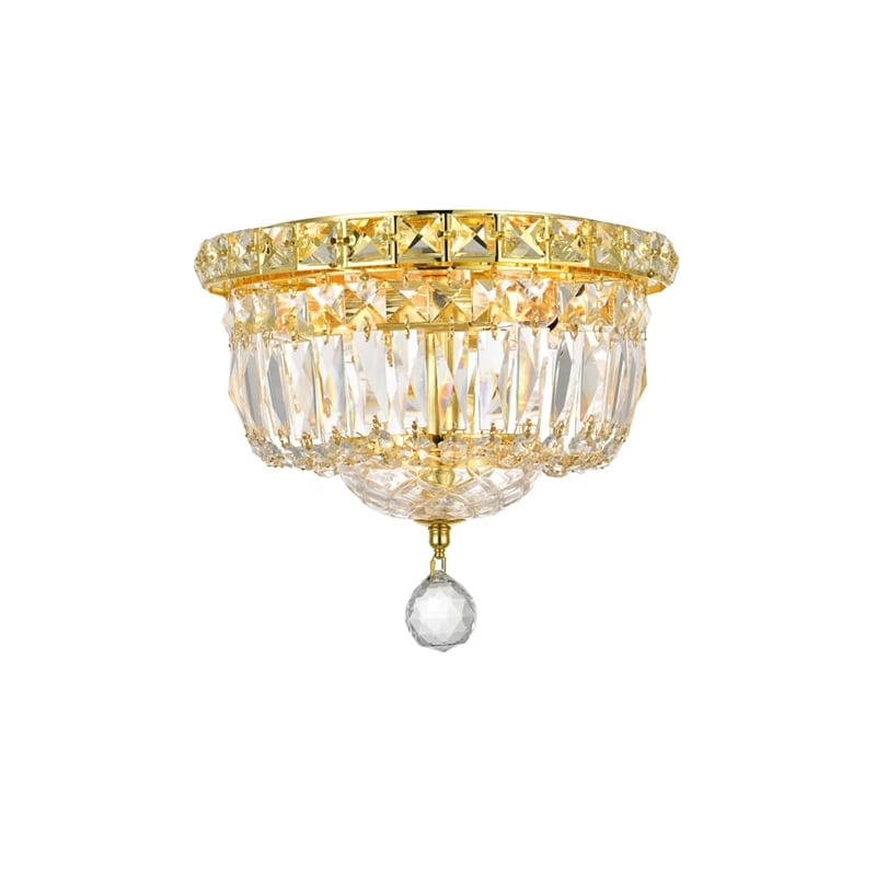 Living District Wiley 4-Light Transitional Metal Flush Mount in Gold
