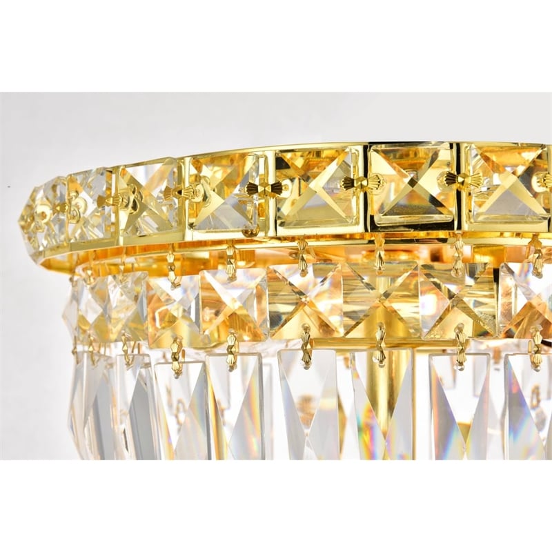 Living District Wiley 4-Light Transitional Metal Flush Mount in Gold