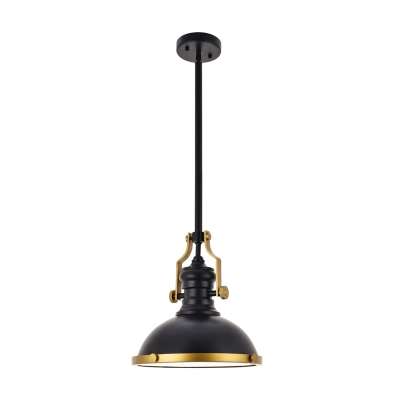Living District Eamon 1-Light Transitional Metal Pendant in Polished Nickel