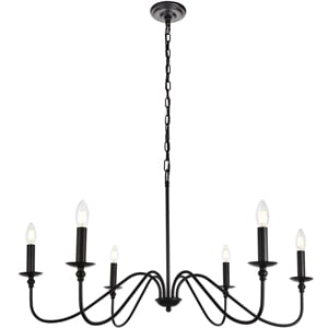 Living District Rohan 6-Light Transitional Metal Chandelier in Matte Black