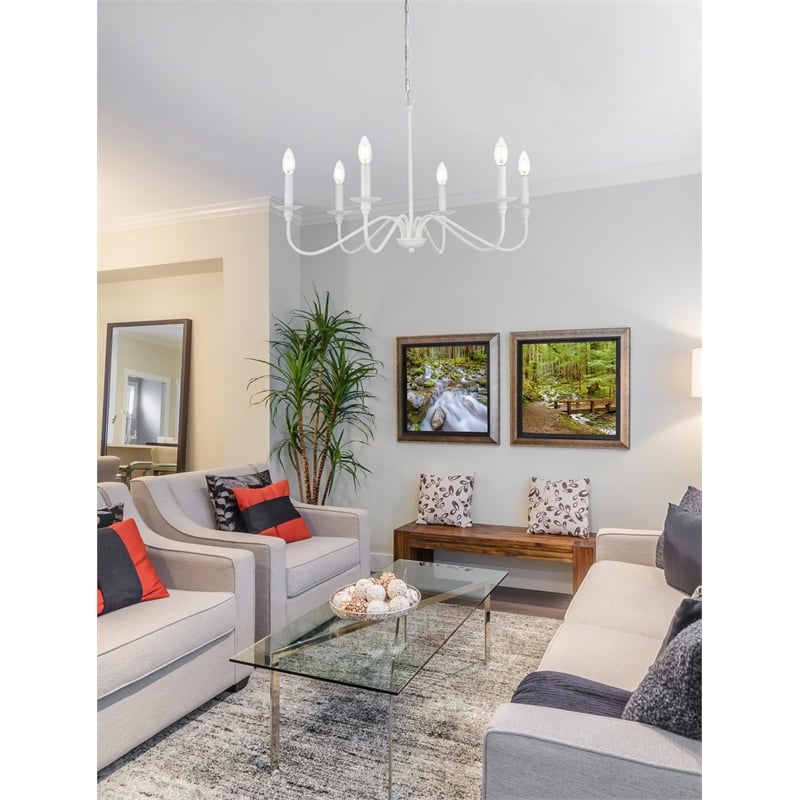 Living District Rohan 6-Light Transitional Metal Chandelier in Matte Black