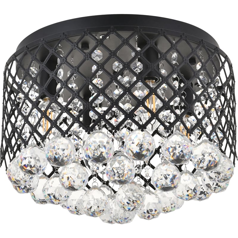 Living District Tully 4-Light Mid-Century Metal Flush Mount in Chrome