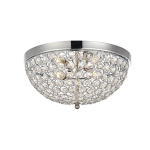 Living District Taye 3-Light Mid-Century Metal Flush Mount in Chrome