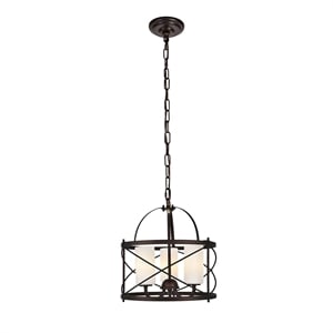 Living District Wren 3-Light Metal Pendant in Dark Copper Brown and White