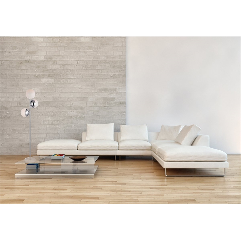 Living District Eclipse 3-Light Metal & Glass Floor Lamp in Chrome/Frosted White