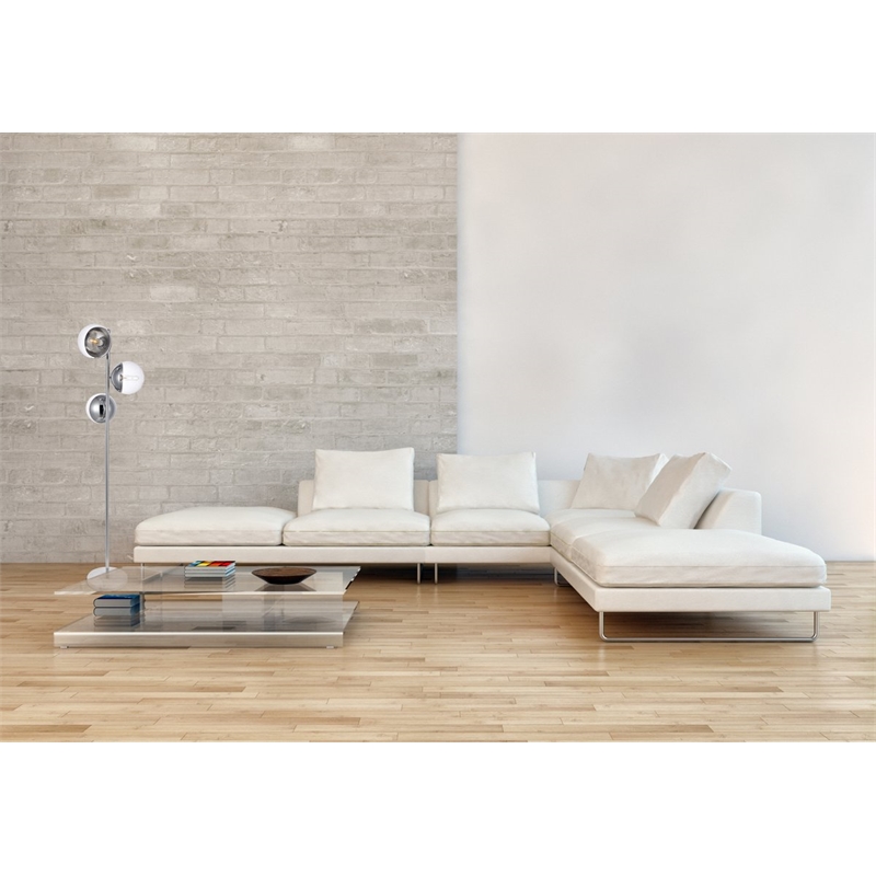 Living District Eclipse 3-Light Metal & Glass Floor Lamp in Chrome/Clear