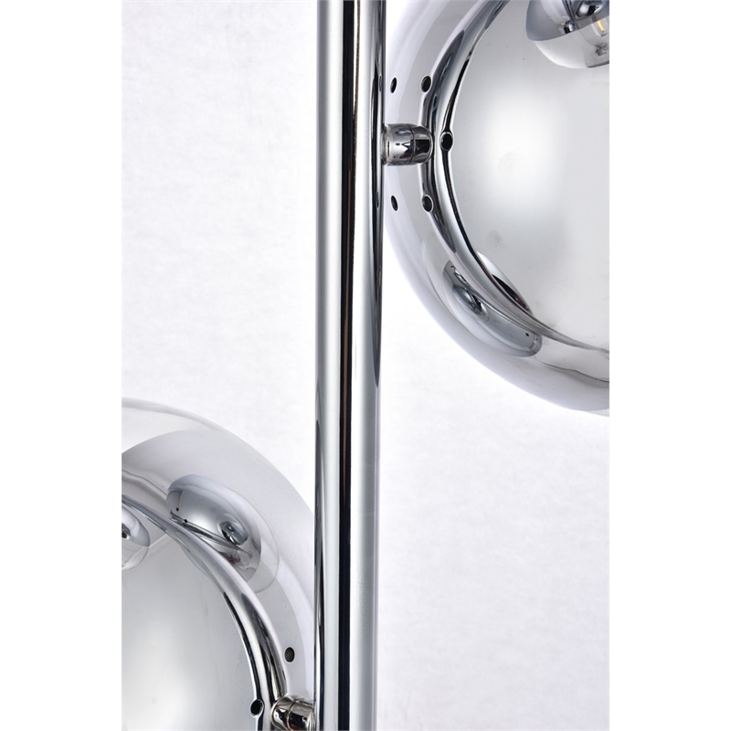 Living District Eclipse 3-Light Metal & Glass Floor Lamp in Chrome/Clear
