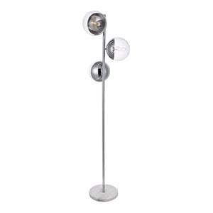 Living District Eclipse 3-Light Metal & Glass Floor Lamp in Chrome/Clear