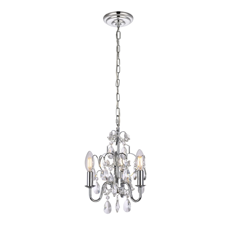 Living District Kaede 3-Light Transitional Metal Pendant in Chrome