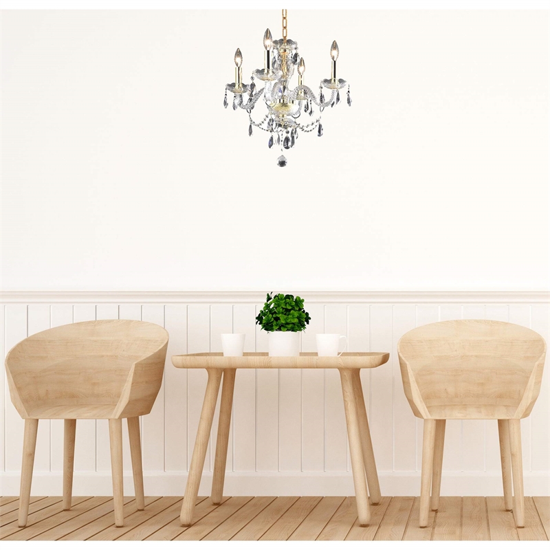 Living District Elle 4-Light Transitional Metal Pendant in Gold