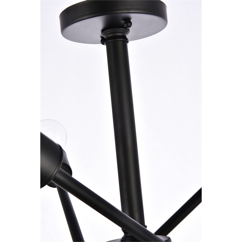 Living District Axel 6-Light Transitional Metal Flush Mount in Black and Brass