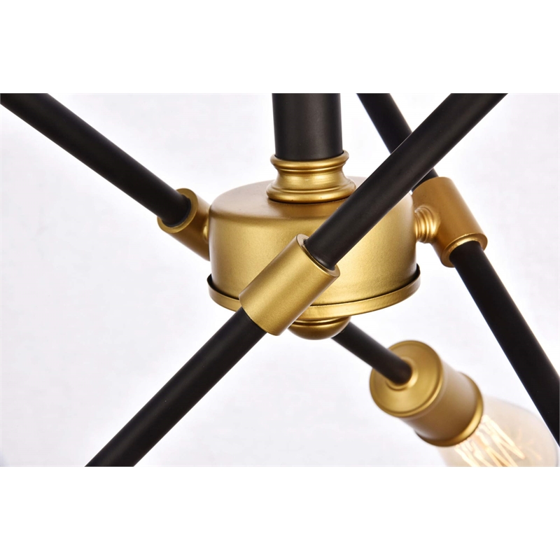 Living District Axel 6-Light Transitional Metal Flush Mount in Black and Brass