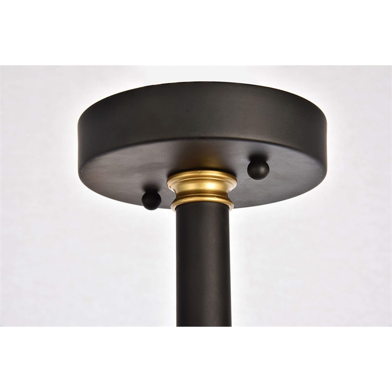 Living District Axel 6-Light Transitional Metal Flush Mount in Black and Brass