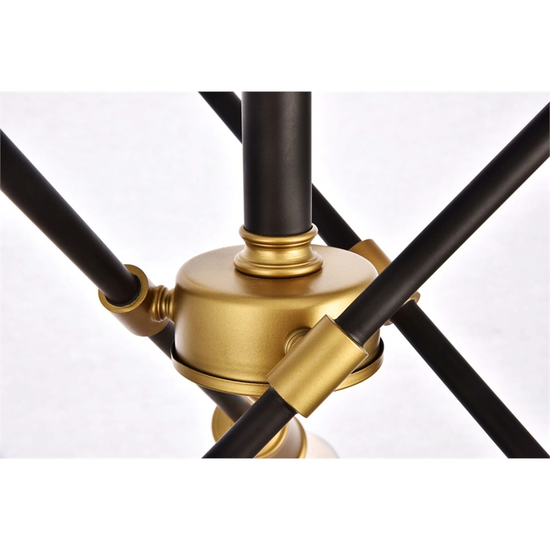 Living District Axel 6-Light Transitional Metal Flush Mount in Black and Brass