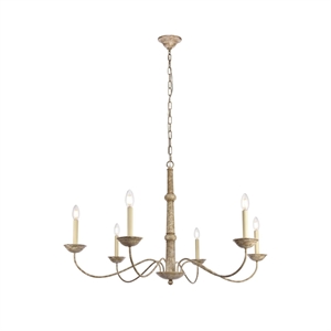 Living District Merritt 6-Light Transitional Metal Chandelier in Weathered Dove