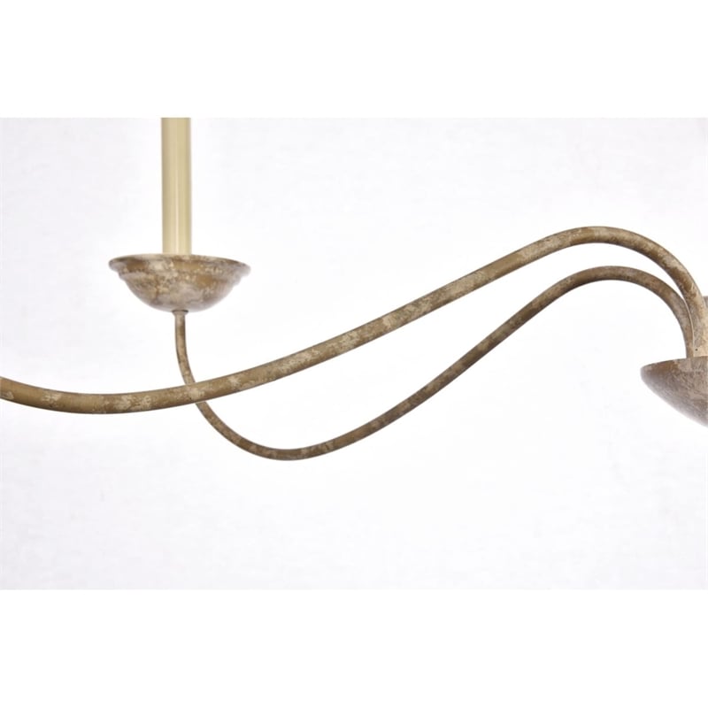 Living District Merritt 6-Light Transitional Metal Chandelier in Weathered Dove