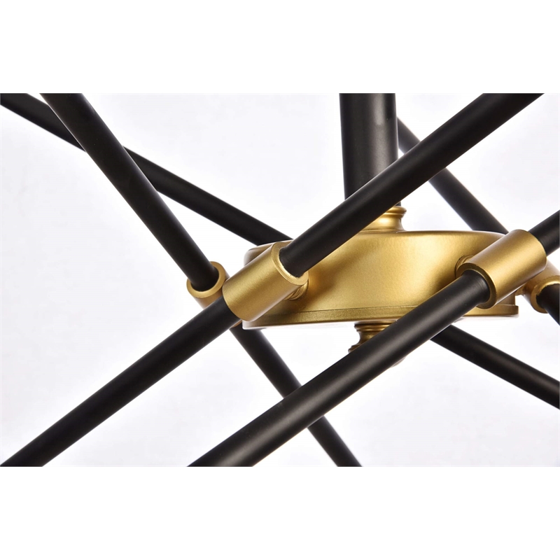 Living District Axel 10-Light Transitional Metal Chandelier in Black and Brass