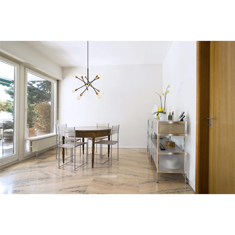 Living District Axel 10-Light Transitional Metal Chandelier in Black and Brass