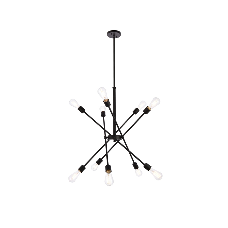 Living District Axel 10-Light Transitional Metal Chandelier in Black and Brass