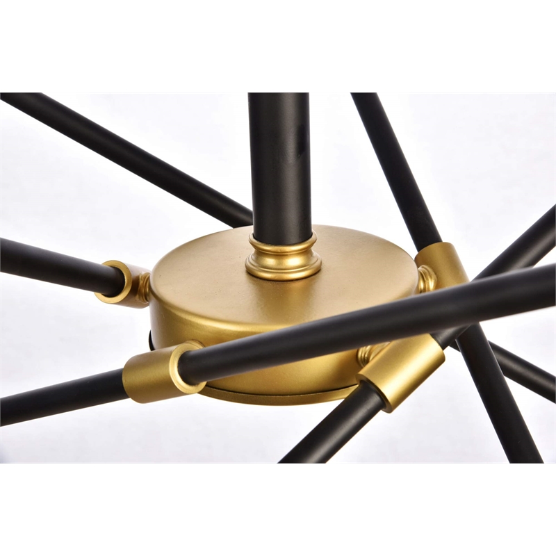 Living District Axel 10-Light Transitional Metal Chandelier in Black and Brass