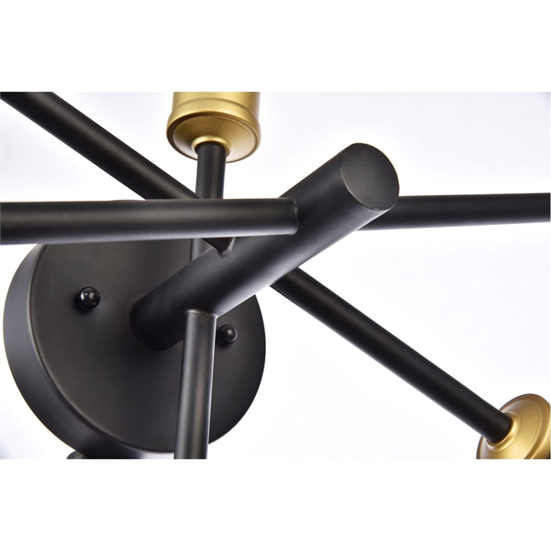 Living District Axel 5-Light Transitional Metal Wall Sconce in Black and Brass