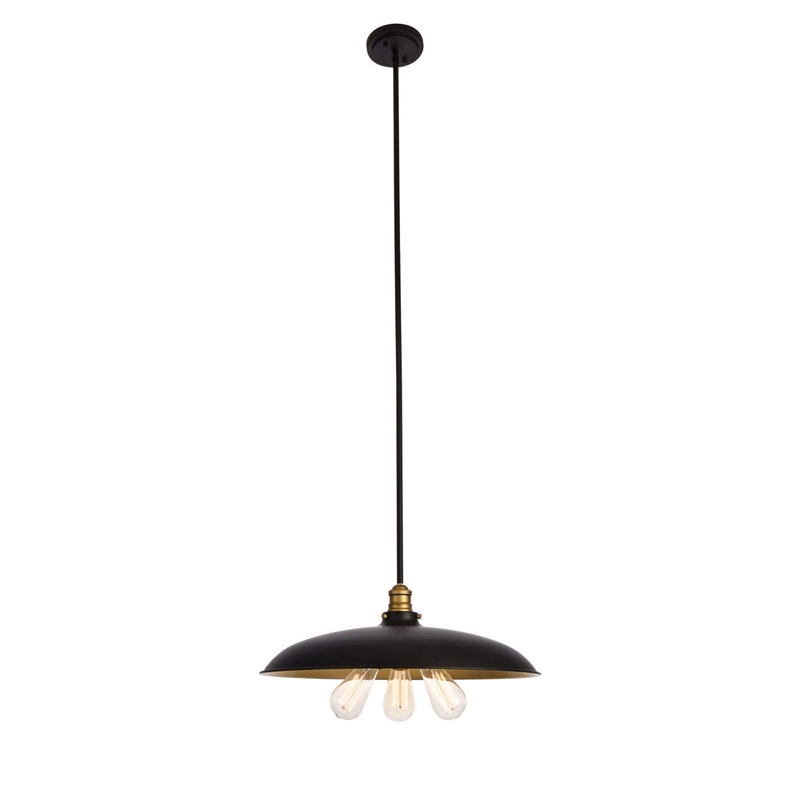 Living District Anders 3-Light Transitional Metal Chandelier in Black and Brass